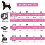 WINSEE Pet Harness Collar and Leash Set, All-in-one Reflective Dog Harness No Pull with Adjustable Buckles for Puppies, Small, Medium, Large, and Extra-Large Dogs (Medium, Pink)