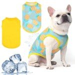 KOOLTAIL Dog Cooling Shirt Vest,2 Pack Sun Protection Dog Summer Clothes, Quick Dry Instant Cool Breathable Sleeveless Pet Hawaiian T Shirts Outfit for Small Medium Dogs Boy and Girl, Yellow S