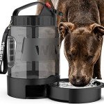 lesotc Portable Dog Travel Water Bottle, 77oz Large Travel Water Bowl for Dogs Camping Hiking Beach Hunting Essentials, Big Pet Bottles Bowl Water Dispenser for On The Go Park Car Walking Accessories