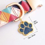 Paw Shape Dog ID Tag Stainless Steel Custom Laser Engraved, Cute Bling Glitter Pet Name Tags Personalized with Durable Engraving (Gold Sparkly Paw)