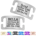 GoTags Slide-On Pet ID Tags, Personalized Dog and Cat Collar Tags, Silent, No Noise Tags Made of Stainless Steel, Custom Engraved