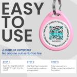 ilFindYou Cat Tags Personalized Small, QR Code Cat Name Tag for Cat Kitten Collar, Cat Tracker Scan Location Alerts, Pink S