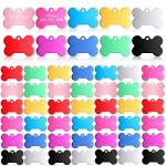 Roowest 100 Pcs Blank Dog Pet Tags for Engraving 38mm Aluminum Bone Shape Name Tag Colorful Double Sided Dog Cat Phone Number Pendants