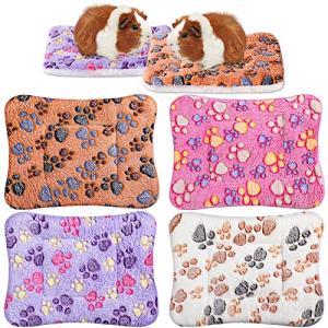 4 Pack Ultra Soft Dog Cat Bed Mat with Cute Prints Reversible Fleece Dog Crate Kennel Pad Cozy Washable Thickened Hamster Guinea Pig Pet Bed Mat for Small Animals(13 x 10 Inches,Vivid Color)
