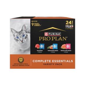 Purina Pro Plan High Protein Cat Food Complete Essentials Wet Cat Food Seafood Favorites Variety Pack - 3 oz. Can