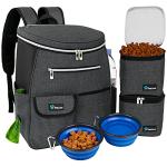 PetAmi Dog Travel Bag Backpack, Airline Approved Dog Bags for Traveling, Puppy Diaper Bag Supplies, Pet Camping Essentials Hiking Accessories Dog Mom Gift, Food Container, Collapsible Bowls, Dark Gray