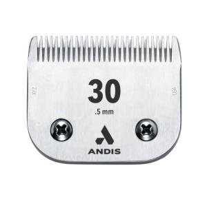 Andis 64075 Ultra Edge Dog Clipper Blade - Constructed Of Carbonized Steel, Exclusive Hardening Process With Long-Lasting Sharp Edges, 1/50-Inch Cut Length - For Larger Animals, Size-30, Chrome