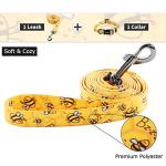 Ihoming Dog Collar and Leash Set for Daily Outdoor Walking Running Training, Bee Design for Small Boys Girls Dogs Cats Pets, S-Up to 20LBS
