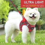 GAMUDA Small Dog Harness Collar and Leash Set, Step in No Chock No Pull Soft Mesh Adjustable Dog Vest Harnesses Plaid Reflective for Dogs Puppy Cats Kitten Rabbit (Red, S)