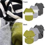Fitwarm 3 Pack Color Block Striped Dog Shirt, Summer Dog Clothes for Small Dogs, Breathable Lightweight Pet Tshirt with Sleeves, Chihuahua Outfit, Oliver Green, Grey, Black, XS