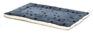 MidWest Homes for Pets XS QuietTime Reversible Paw Print Pet Bed, Soft Faux Fur & Fleece 22-Inch Crate Mat for Small Dogs & Cats, Machine Washable, Blue and Cream