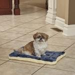 MidWest Homes for Pets XS QuietTime Reversible Paw Print Pet Bed, Soft Faux Fur & Fleece 22-Inch Crate Mat for Small Dogs & Cats, Machine Washable, Blue and Cream