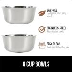 GORILLA GRIP Elevated Dog Bowls Stand, 6 Cup Stainless Steel Food Bowl Set of 2, 5 Height Adjustable Raised Feeding Station for Small Breed Puppy Dogs and Cats, Medium, Large Sized Pets Feeder, Black