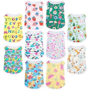 Saintrygo 10 Pcs Lovely Puppy Shirts Print Dog Clothes Breathable Summer Pet Cartoon Dog Shirt Clothes Sweatshirt for Puppy Cartoon Shirt Sweatshirt to Cat(Medium)