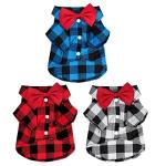 Tongcloud 3 Pack Plaid Puppy Cat Shirt Cute Cat Shirt Dog Shirt for Extra Small Dogs Cats Birthday Party and Holiday Photo