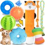 PatsFran Puppy Toys for Teething, 9 Pack Interactive Dog Toys for Small Dogs, Puppy Chew Toys for Boredom with Rope Toys, Treat Ball and Cute Squeaky Toys