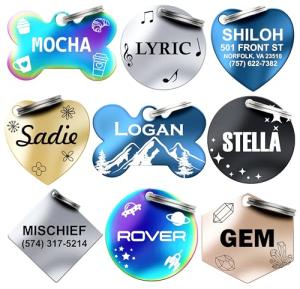 Dr. Fremont's Stainless Steel Custom Pet ID Personalized Engraved Identification Cat and Dog Tags with Custom Text, Many Shapes Including Bone, Heart, Circle (Classic Stainless Steel, Large Bone)