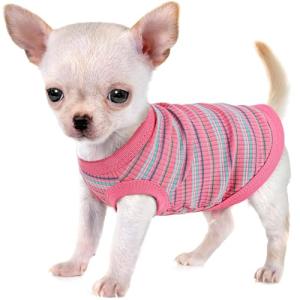 Elevate Your Pet's Comfort and Fashion: Premium 100% Cotton Rib Dog Shirt Vest for Small Breeds Like Chihuahuas, Yorkies, and Puppies .Year-Round Style with Tank-Style Puppy Attire Pink X-Small