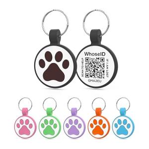 WhoseID Personalized Dog Tag, Laser Engraving QR Code, Silicone Dog ID Tag, Pet Online Profile, Scan QR Code Send Location, Collar Harness Accessories (Medium to Large Breeds - 1.25", Black)