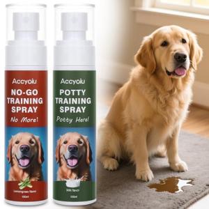 Accyoiu Dog Potty Training Spray – Puppy Training Aid with Natural Scent for Indoor & Outdoor Use – Supports Housebreaking Routine – Safe for Pads, Grass, Floors – 3.38 Fl Oz / 100ml Each