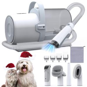 Dog Grooming Vacuum, Pet Grooming Kit with Dog Clippers, 2.5L Dust Cup 11000Pa Dogs Vacuum for Shedding Grooming, 5 Grooming Tools Home Cleaning in 1, Low Noise Pet Grooming Vacuum for Dogs, PG50