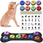 DCIAER Dog Buttons for Communication,Talking Buttons for Dogs,8 Recordable Sound Buttons + 24 Scene Patterns + 1 Dog Button Mat+ 16 AAA Batteries，30 Seconds Dog Buttons for Pet Sound Training Toy
