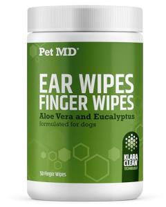 Dog Ear Cleaning Finger Wipes with Aloe Vera & Eucalyptus Oil – Veterinarian Formulated Pet Ear Wipes for Dog Ear Care – Made in USA – 50 Count