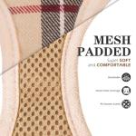 EXPAWLORER Plaid Small Dog Harness and Leash Set with AirTag Holder - Soft Padded Step in Dog Vest Harness Medium Sized Dog, No Pull Reflective Puppy Harness, Collar and Leash for Walking, Khaki S