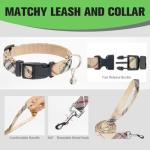 EXPAWLORER Plaid Small Dog Harness and Leash Set with AirTag Holder - Soft Padded Step in Dog Vest Harness Medium Sized Dog, No Pull Reflective Puppy Harness, Collar and Leash for Walking, Khaki S