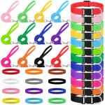 GGSTDDUP 36 Pcs Puppy Collar and Leash Set, Adjustable Colorful Dog Collar and Leash Quick Release Clip Buckle Puppy Collars Whelping Collar for Small Medium Dogs Walking Training