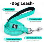 IVY&LANE Reflective Dog Collar and Leash Set,Adjustable Neoprene Padded Dog Collars for Puppy, Breathable Nylon Pet Collar for Small Medium Large Dogs(Medium,Teal)