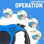 LIEVUIKEN Retractable Dog Leash Automatic Telescopic Tractor Dog Tape, Pet Tape 10/16 FT Durable and Convenient, with Non-Slip Handle, Suitable for Small and Medium-Sized Dogs Blue