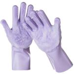DELOMO Dog Washing Gloves 1 Pair: Soft and Gentle Silicone Pet Grooming Gloves - Bathing Scrubber Brush Mitt Grooming Shedding Fur Removal Massage for Dogs/Cats/Horse, Purple