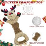 LSSYYQQ Dog Toys Squeaky Interactive Puppy Teething Chew Toy Deer Shape with Crinkle Sound Paper Tail Stuffed PP Cotton,Keep Them Busy, for Large Medium Small Breeds Indoor Play