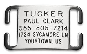 Boomerang Tags Dog Tags Engraved for Pets - Lasts Your Pets Lifetime - Silent Pet Tag, Dog Name Tag Personalized, Durable Stainless Steel Custom ID (Open End Large for 1 Inch Snap Style Collars)