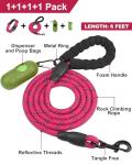 Dynmeow Reflective Dog Collar and Leash Set, 6FT Strong Climbing Rope Leash with Padded Handle, Adjustable Pet Collar with Soft Neoprene Padding for Medium Large Dogs, Hot-Pink, M