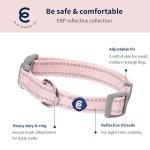 Blueberry Pet Essentials Matching Dog Collar & Leash Set | Pastel Reflective Adjustable Collar with 4 ft Lead for Large Dogs, Baby Pink