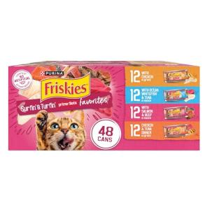 Purina Friskies Gravy Wet Cat Food Variety Pack, Surfin’ and Turfin’ Prime Filets Favorites - 48 ct. Can