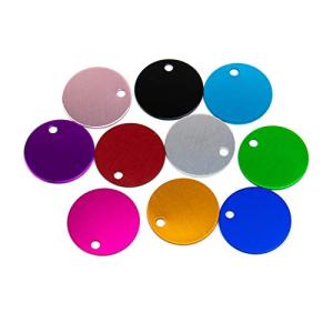 AUEAR, 10 Pack Round Shape Pet ID Tag Blank for Dog Cat Double Sided 25mm Name Phone Number Charm Personalized Jewelry Making (10 Colors)