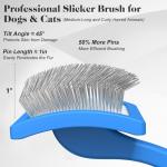2PCS Slicker Brush for Dogs & Pet Comb,Professional Dog Grooming Brush (Goldendoodles,Poodles,Labradoodles) with Extra Long Pins to Effectively Remove Tangles, Knots and Mats (Blue Large)