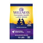 Wellness Complete Health Large Breed Dry Dog Food with Grains, Natural Ingredients, Made in USA with Real Meat (Adult, Chicken & Rice, 15-Pound Bag)
