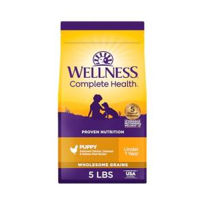Wellness Complete Health Dry Puppy Food, Chicken, Salmon & Oatmeal, 5-Pound Bag