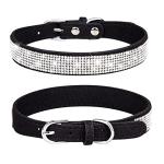 HimyBB Rhinestone Dog Collar + Leash Set for Small Pet Cat Puppy Collar Cute Dazzling Sparkling Velvet Leather Rose S