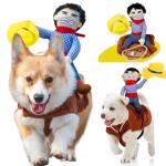 Dog Costumes Pet Cowboy Rider Costumes Pet Knight Style with Doll and Hat Clothes Puppy Halloween Novelty Funny Cosplay Apparel Accessories Outfits for Small Medium Dogs Cats (Large)