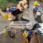 Dog Costumes Pet Cowboy Rider Costumes Pet Knight Style with Doll and Hat Clothes Puppy Halloween Novelty Funny Cosplay Apparel Accessories Outfits for Small Medium Dogs Cats (Large)