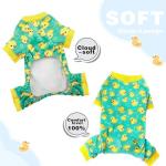 Paiaite Dog Pajamas Onesie: Comfortable Four-Legged Apparel for Small, Medium, & Large Dogs, Polyester Material for Comfort, Wrinkle Resistance, Moisture Wicking, and Stretchiness Yellow Duck S