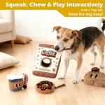 Grnstf Squeaky Dog Toys Coffee Bag Set - Chew-Proof 4-in-1 Hide & Seek Tug Plush Toy with 3 Chew Toys (Bean/Cup/Donut) to Keep Them Busy, Best Birthday Gift for Small Medium Large Dogs