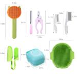 10PCS Cat & Dog Grooming Kit, Self-Cleaning Brush Removes Loose Hair, Pet Bath Brush, Massage Glove, Nail Clipper, Flea Comb
