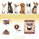 Grnstf Squeaky Dog Toys Coffee Bag Set - Chew-Proof 4-in-1 Hide & Seek Tug Plush Toy with 3 Chew Toys (Bean/Cup/Donut) to Keep Them Busy, Best Birthday Gift for Small Medium Large Dogs