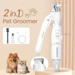 Vankoo 2 in 1 Dog & Cat Nail Clippers & Trimmers with LED Lights, Splash Guard - Pet Hair Trimmer for Around Paws, Ear, Eye,Face, Rump Rechargeable & IPX7 Waterproof Grooming Supplies for Dog, Cat